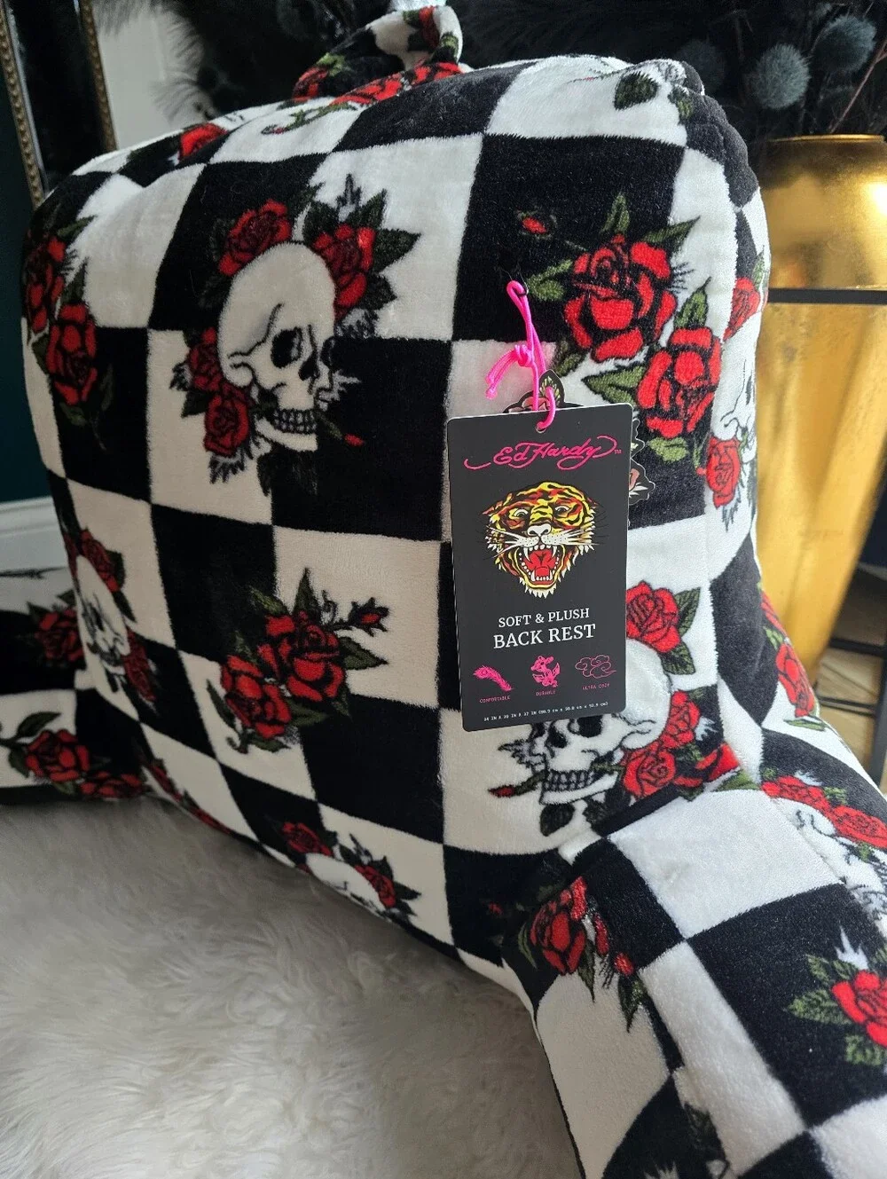 Ed Hardy soft & plush back rest pillow new